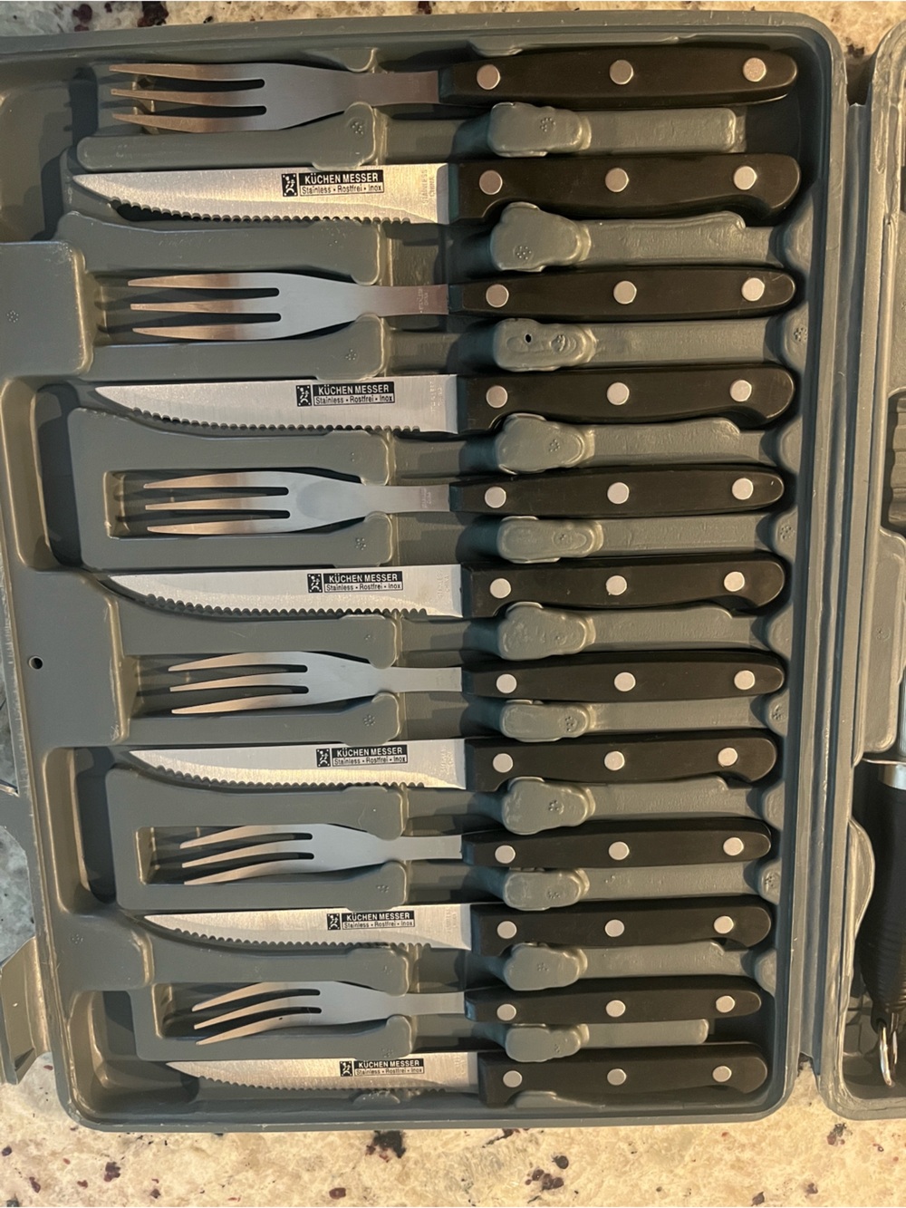 Black Steak Knife and Fork Set. Gourmet Traditions